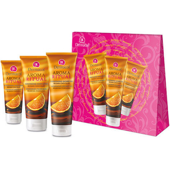 Dermacol Aroma Ritual Belgische Schokolade Harmonisierendes Duschgel 250 ml + Körperlotion 200 ml + Handcreme 100 ml, Kosmetikset