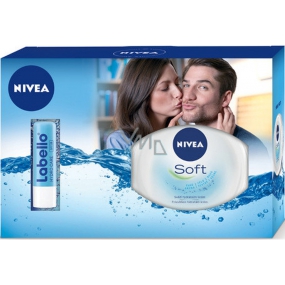 Nivea Labello Hydro Care Feuchtigkeitsspendender Lippenbalsam 4,8 g + Soft Fresh Moisturizing Cream 250 ml, für Frauen Kosmetikset
