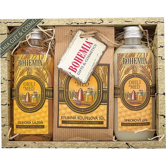 Böhmen Geschenke Honig und Getreide Duschgel 100 ml + Badesalz 150 g + Ölbad 100 ml, Kosmetikset