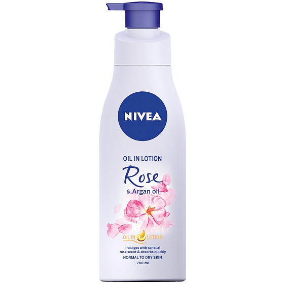 Nivea Rose & Argan Oil Körperlotion mit Ölspender 200 ml