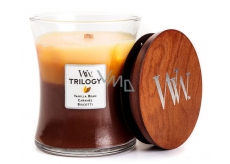 WoodWick Trilogy Cafe Sweets - Duftkerze für Kaffeesüßigkeiten mit Holzdocht und Deckelglas groß 609,5 g