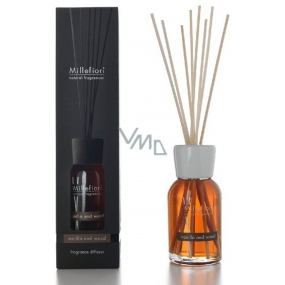 Millefiori Milano Natural Vanilla & Wood - Vanille- und Holzdiffusor 250 ml + 8 30 cm lange Stiele für mittelgroße Räume hält mindestens 3 Monate