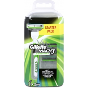 Gillette Mach3 Sensitive Rasierer + Ersatzkopf 3 Stück für Männer