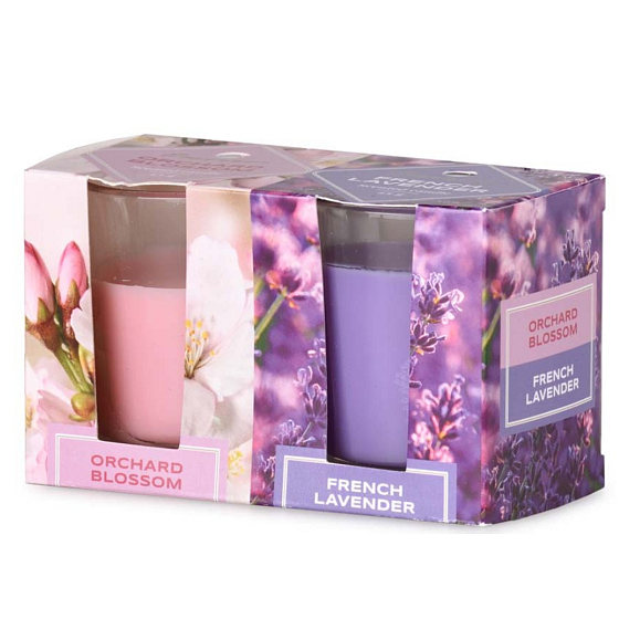Emocio Orchard Blossom & French Lavender Duftkerzenglas 52 x 65 mm 2 Stück in einer Schachtel