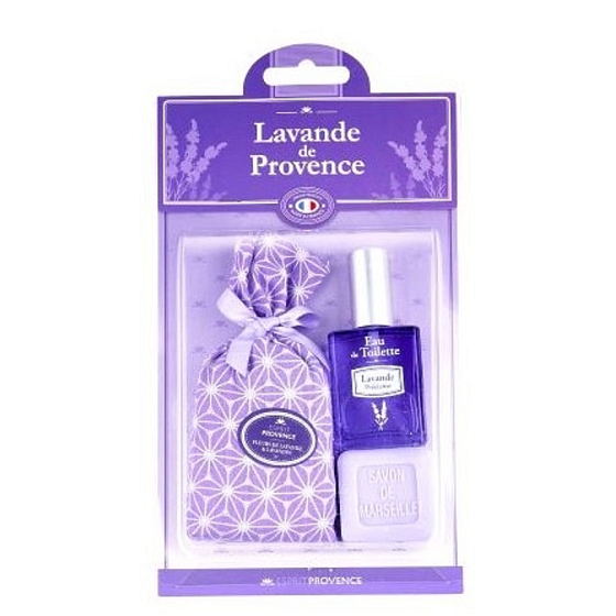 Esprit Provence Lavendelduftbeutel 5 g + Eau de Toilette für Frauen 12 ml + Toilettenseife 25 g, Geschenkset
