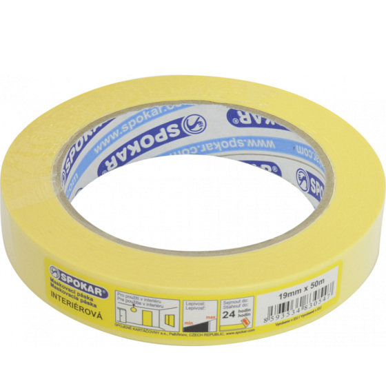 Spokar Papier-Abdeckband, 1 Tag, bis 60 ° C, Abmessungen 19 mm × 50 m