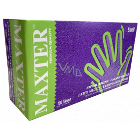Maxter Hygienic Einweg-Latex hypoallergen gepuderte Handschuhe, Größe S, Karton 100 Stück
