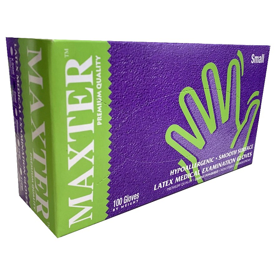 Maxter Hygienic Einweg-Latex hypoallergen gepuderte Handschuhe, Größe S, Karton 100 Stück