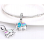 Charms Sterling Silber 925 Thermo - Elefant als Glücksbringer, Tierarmband-Anhänger