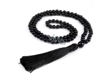 108 Mala Onyx Halskette Meditationsschmuck, Naturstein, geknotete Quaste, Perle 8 mm