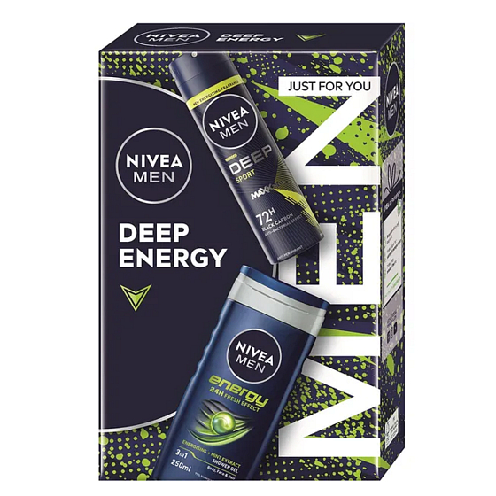 Nivea Men Deep Sport Duschgel 250 ml + Nivea Men Energy Antitranspirant Spray 150 ml, Kosmetikset für Männer