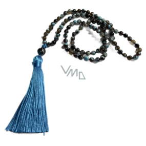108 Mala Achát modrý náhrdelník, meditační šperk, přírodní kámen vázaný, elastický, korálek 6 mm 108 Mala Achát modrý náhrdelník, meditační šperk, přírodní kámen vázaný, elastický, korálek 6 mm