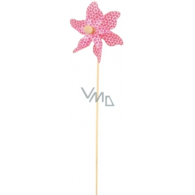 Windrad mit Blüten rosa 9 cm + Spieße 1 Stück