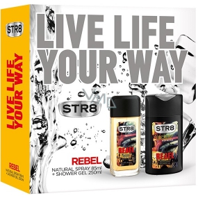 Str8 Rebel parfümiertes Deodorantglas für Männer 85 ml + Duschgel 250 ml, Kosmetikset