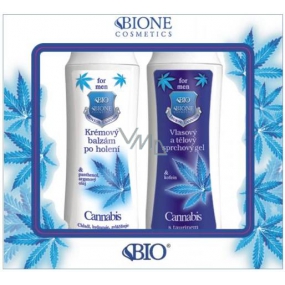 Bione Cosmetics for Men Cannabis Q10 Duschgel für Haare und Körper 200 ml + Creme After Shave Balm 200 ml, Kosmetikset für Männer