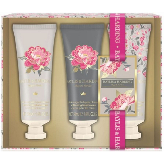 Baylis & Harding Rosa Magnolien- und Birnenblüten-Handcreme 3 x 50 ml, Kosmetikset