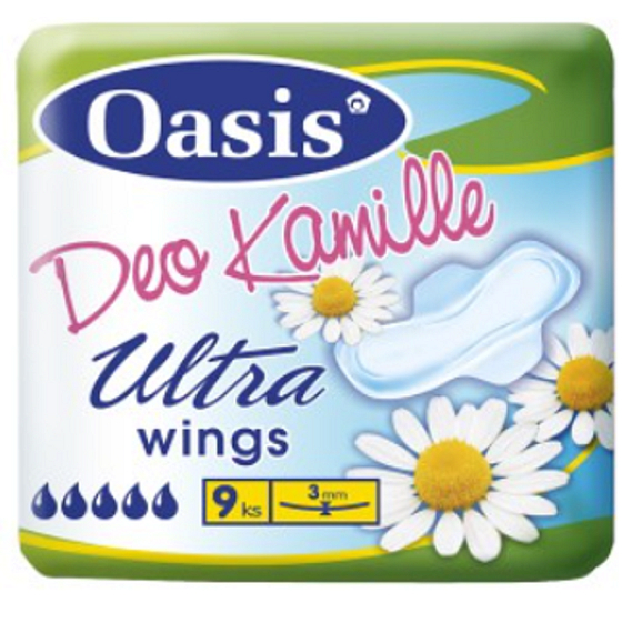 Oasis Ultra Wings Deo Kamille ultradünne parfümierte Damenbinden mit Flügeln 9 Stück