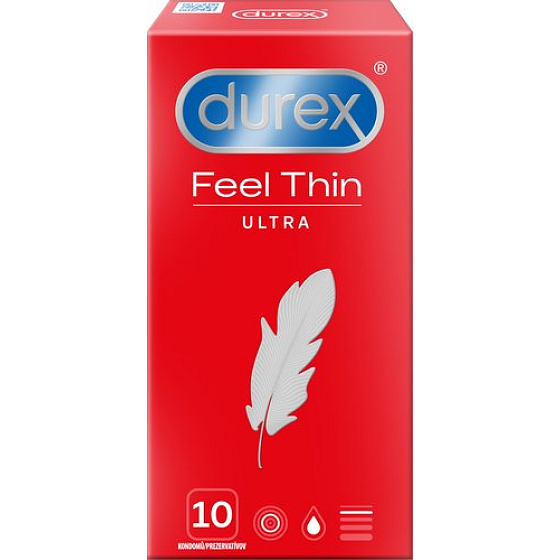 Durex Feel Thin Ultra Kondom aus Latex, extra dünn, nominale Breite 52 mm, 10 Stück