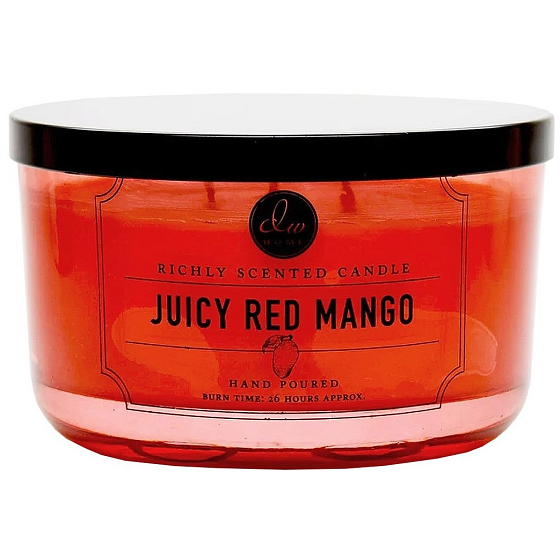 DW Home Juicy Red Mango - Saftige Mango-Duftkerze in Glas mit drei Dochten und großem Deckel 363 g