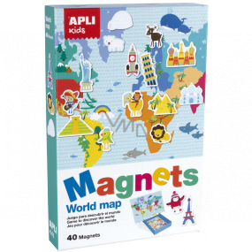 Apli Lernspiel mit Magneten - Weltkarte 40 Magnete ab 3 Jahren