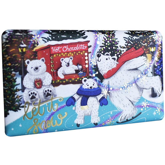 English Soap Polar Bear - Lilac, Ylang Ylang & Rose Christmas natürliche parfümierte Toilettenseife mit Sheabutter 190 g