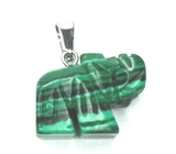 Malachit Elefant Anhänger Naturstein, handgeschliffene Figur 1,8 x 2,5 x 8 mm, Wunschstein