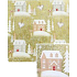 Nekupto Weihnachtsgeschenkpapier 70 x 200 cm Gold, weiße Bäume, graue Häuser