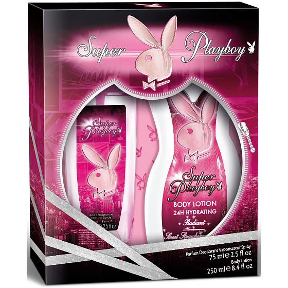 Playboy Super Playboy für ihr parfümiertes Deo-Glas für Frauen 75 ml + Körperlotion 250 ml, Geschenkset