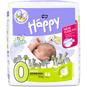 Bella Happy 0 Before Newborn von 0 - 2 kg Windelhosen für frühgeborene Kinder und Neugeborene mit niedrigem Geburtsgewicht 46 Stück