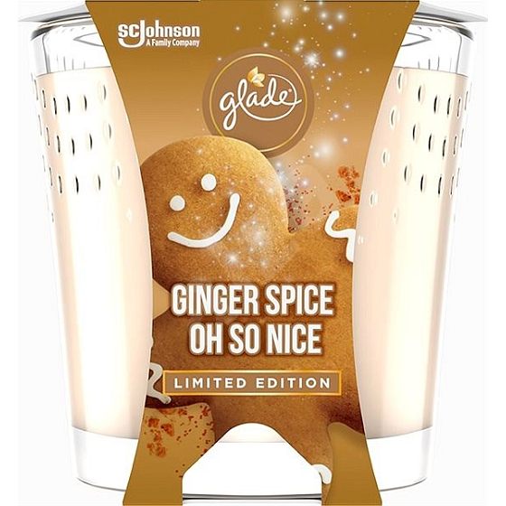 Glade Ginger Spice Oh so schön mit dem Duft von Lebkuchengewürzen und Vanille-Duftkerze in einem Glas, Brenndauer bis zu 32 Stunden 129 g