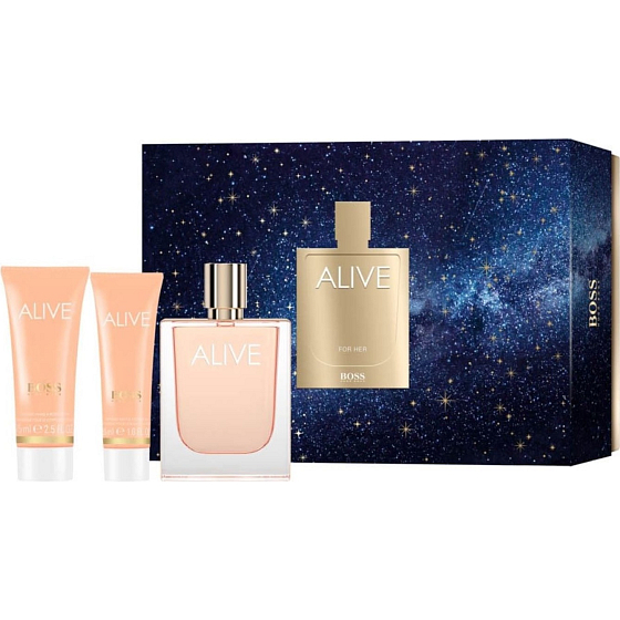 Hugo Boss Boss Alive parfümiertes Wasser für Frauen 80 ml + Körperlotion 75 ml + Duschgel 50 ml, Geschenkset