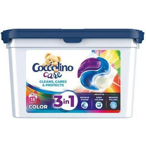 Coccolino Care reinigt, pflegt und schützt 3-in-1-Waschkapseln für farbige Wäsche 18 Dosen 486 g