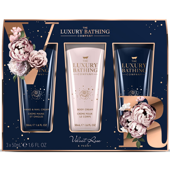 Grace Cole Velvet Rose & Peony Hand- und Nagelcreme 3 x 50 ml, Kosmetikset für Damen