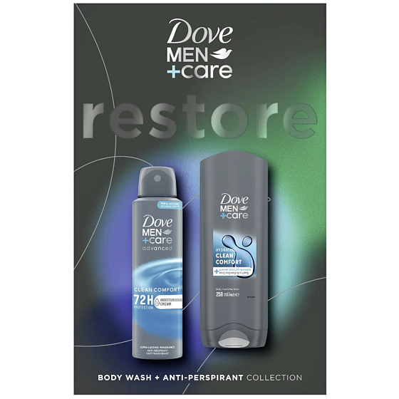 Dove Men +Care Restore sprchový gel 250 m + antiperspirant sprej 150 ml, kosmetická sada pro muže