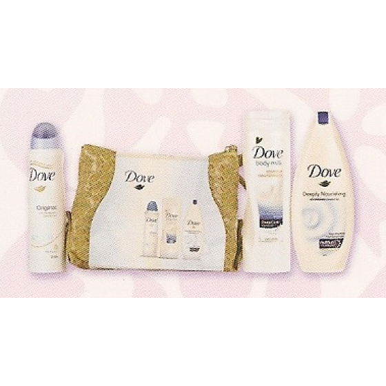 Dove Original Body Lotion 250 ml + Duschgel 250 ml + Deodorant Spray 150 ml + Handtasche, Kosmetikset