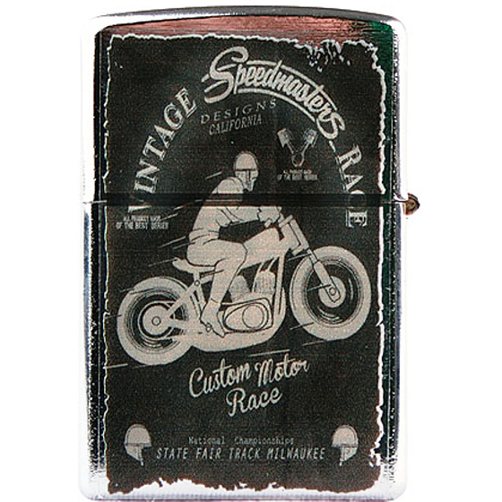 Bohemia Gifts Retro-Metall-Benzinfeuerzeug mit Speedmasters-Aufdruck 5,5 x 3,5 x 1,2 cm