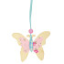 Schmetterling aus Holz Blumendekor rosa-blau 7 cm