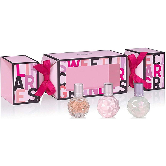 Ariana Grande Cracker Set Süß wie Süßigkeiten Eau de Parfum für Frauen 7,5 ml + Moonlight Eau de Parfum für Frauen 7,5 ml + Ari Eau de Parfum für Frauen 7,5 ml, Geschenkset mit Miniaturen