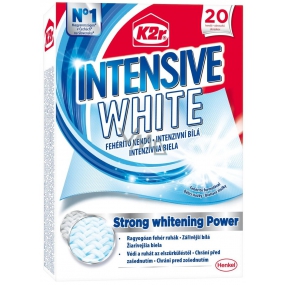 K2r Intensive White Unique Whitening Wipes gegen graue Unterwäsche und bringt 20 Tücher in lebendige weiße Farbe zurück