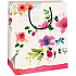 Ditipo Kraft Geschenktüte 18 x 8 x 24 cm weiße, rote Blumen Wunderbar