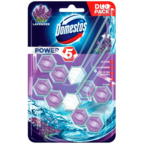 Domestos Power 5 Lavender WC fester Block 2 x 55 g