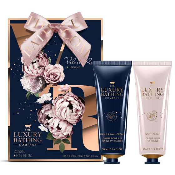 Grace Cole Velvet Rose & Peony Hand- und Nagelcreme 50 ml + Körpercreme 50 ml, Kosmetikset für Damen