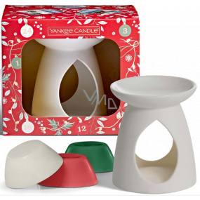 Yankee Candle Duftwachs für Aromalampe 3 x 22 g + Keramik Aromalampe, Weihnachtsgeschenk-Set 2021