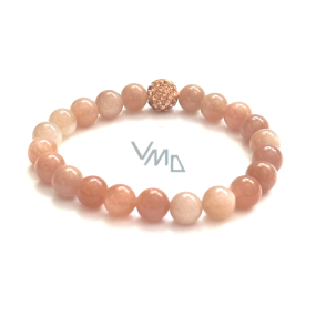 Sunstone Armband elastisch Naturstein, Perle 8 mm / 16-17 cm, verbirgt die Kraft der Sonne und Feuer