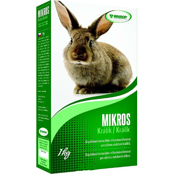 Mikros Králík Ergänzungsmineralfutter mit Vitaminen zur Mast und Zucht von Kaninchen 1 kg