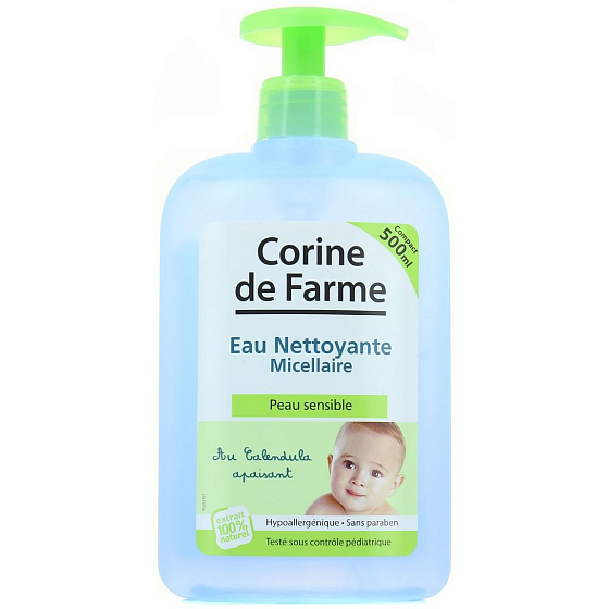 Corine de Farme Baby Agua Limpiadora Mizellares Mizellenwasser für Gesicht und Körper 500 ml