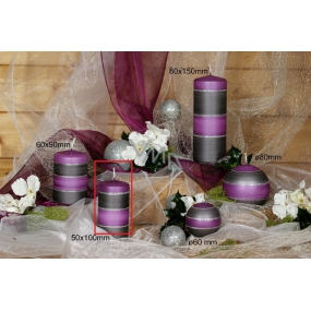Lima Eleganz Grau Kerze lila Zylinder 50 x 100 mm 1 Stück