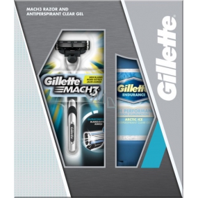 Gillette Mach3 Rasierer + Arctic Ice Clear Gel Antitranspirant Deodorant Stick Gel 70 ml, Kosmetikset, für Männer