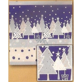 Nekupto Geschenkpapier 70 x 200 cm Weihnachten Blau-Weiß, Wald, Sterne