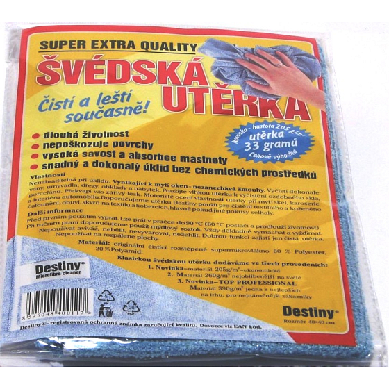 Destiny schwedisches Tuch Mikrofaser 40 x 40 cm 33 g in 5 verschiedenen Farben 1 Stück
